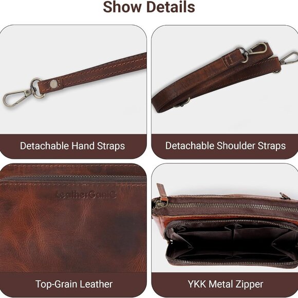 Chic Multi-Pocket Leather Sling Bag: Perfect for Travel & Everyday Essentials - Picture 4 of 9